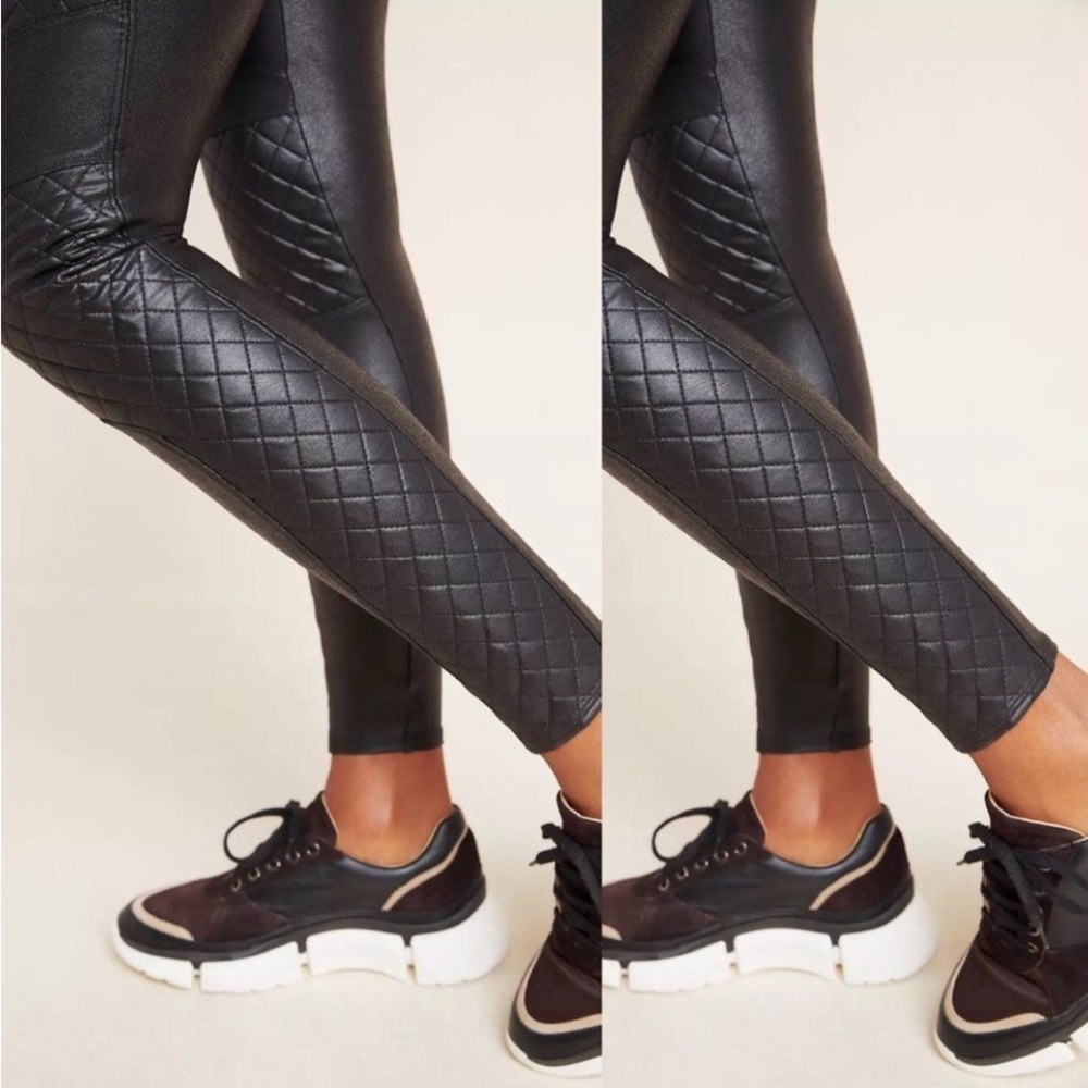 *SPANX* Moto Black Metallic Faux Leather Leggings